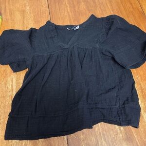 Women's Black V-Neck Top